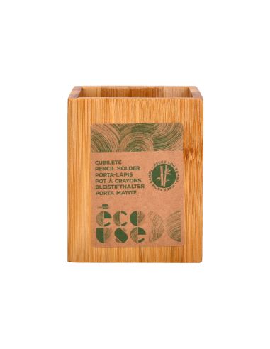 Cubilete Portalapices Liderpapel Bambu 100% Natural Ecouse Cuadrado 80X80X100 Mm