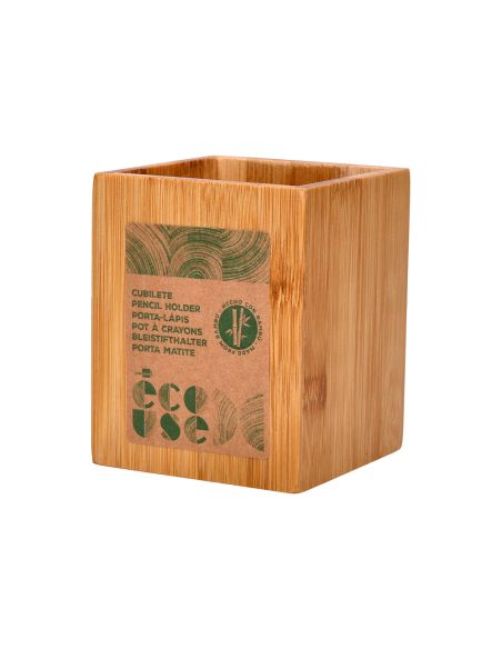 Cubilete Portalapices Liderpapel Bambu 100% Natural Ecouse Cuadrado 80X80X100 Mm