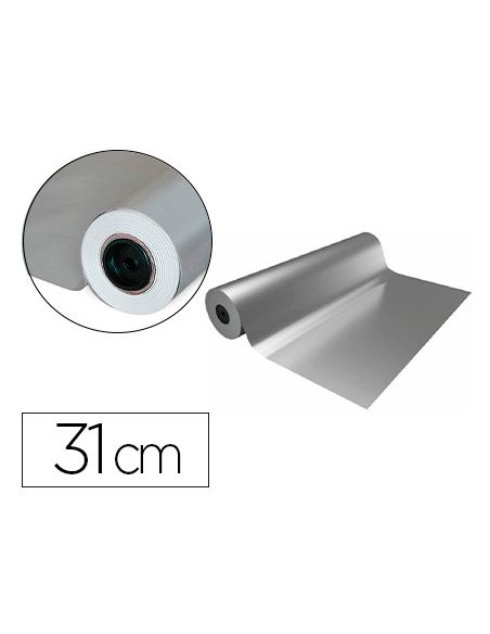 Papel De Regalo Basika Metalizado Plata Bobina Ancho 31 Cm Longitud 80 M