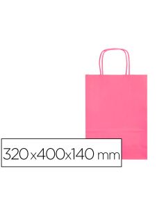 Bolsa Papel Q-Connect Celulosa Rosa L Con Asa Retorcida 320X400X140 Mm