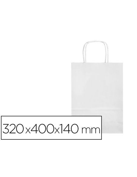 Bolsa Papel Q-Connect Celulosa Blanco L Con Asa Retorcida 320X400X140 Mm