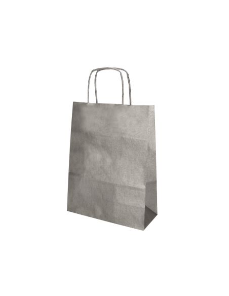 Bolsa Papel Q-Connect Kraft Plata L Con Asa Retorcida 320X400X140 Mm