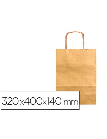 Bolsa Papel Q-Connect Kraft Oro L Con Asa Retorcida 320X400X140 Mm