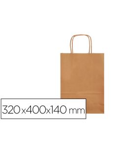 Bolsa Papel Q-Connect Celulosa Natural Liso L Con Asa Retorcida 320X400X140 Mm