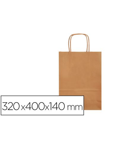Bolsa Papel Q-Connect Celulosa Natural Liso L Con Asa Retorcida 320X400X140 Mm