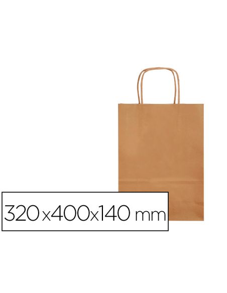 Bolsa Papel Q-Connect Celulosa Natural Liso L Con Asa Retorcida 320X400X140 Mm