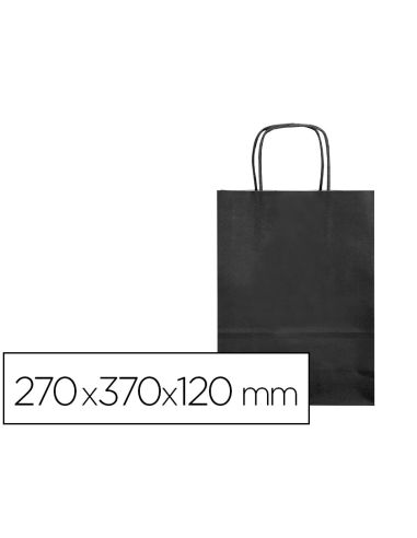 Bolsa Papel Q-Connect Celulosa Negro M Con Asa Retorcida 270X370X120 Mm