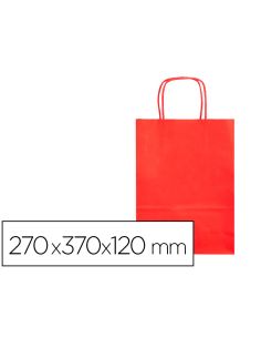 Bolsa Papel Q-Connect Celulosa Rojo M Con Asa Retorcida 270X370X120 Mm