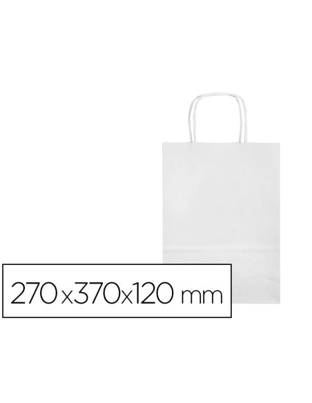 Bolsa Papel Q-Connect Celulosa Blanco M Con Asa Retorcida 270X370X120 Mm
