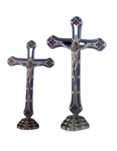 Cruz Niquel C/Base 15Cm Esmalte Azul