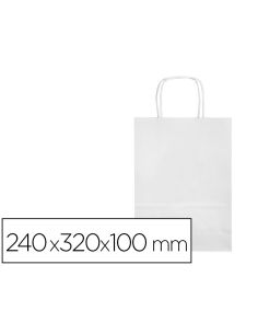 Bolsa Papel Q-Connect Celulosa Blanco S Con Asa Retorcida 240X320X100 Mm
