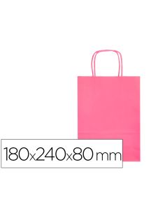 Bolsa Papel Q-Connect Celulosa Rosa Xs Con Asa Retorcida 180X240X80 Mm