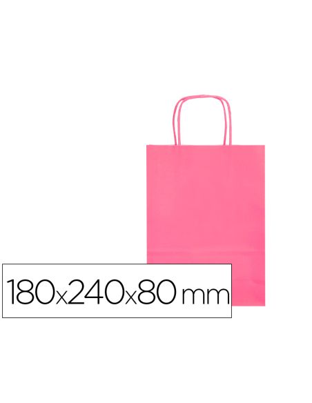 Bolsa Papel Q-Connect Celulosa Rosa Xs Con Asa Retorcida 180X240X80 Mm