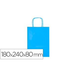 Bolsa Papel Q-Connect Celulosa Celeste Xs Con Asa Retorcida 180X240X80 Mm