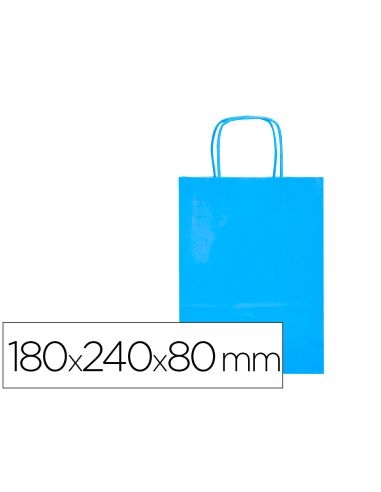 Bolsa Papel Q-Connect Celulosa Celeste Xs Con Asa Retorcida 180X240X80 Mm