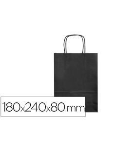 Bolsa Papel Q-Connect Celulosa Negro Xs Con Asa Retorcida 180X240X80 Mm