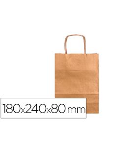 Bolsa Papel Q-Connect Kraft Natural Liso Xs Con Asa Retorcida 180X240X80 Mm