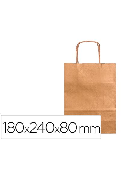 Bolsa Papel Q-Connect Kraft Natural Liso Xs Con Asa Retorcida 180X240X80 Mm