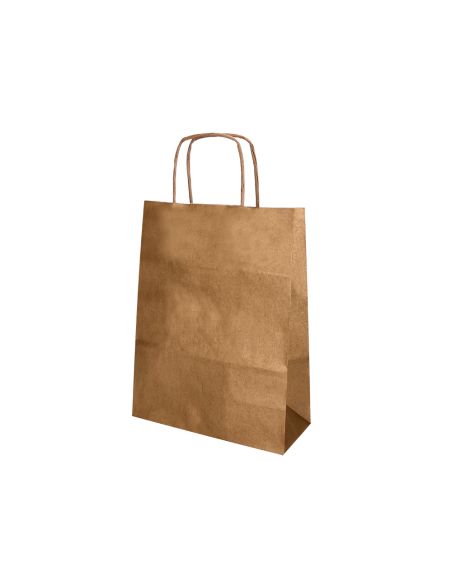 Bolsa Papel Q-Connect Kraft Natural Liso Xs Con Asa Retorcida 180X240X80 Mm