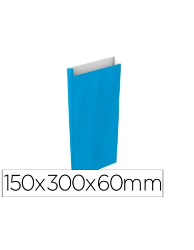 Sobre Papel Basika Celulosa Celeste Con Fuelle S 150X300X60 Mm Paquete De 25 Unidades