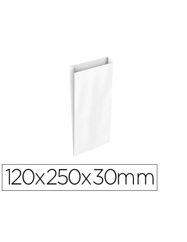 Sobre Papel Basika Celulosa Blanco Con Fuelle Xs 120X250X30 Mm Paquete De 25 Unidades