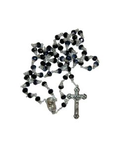 Rosario cristal copeta 8x6mm negro escarabeo