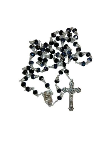 Rosario cristal copeta 8x6mm negro escarabeo