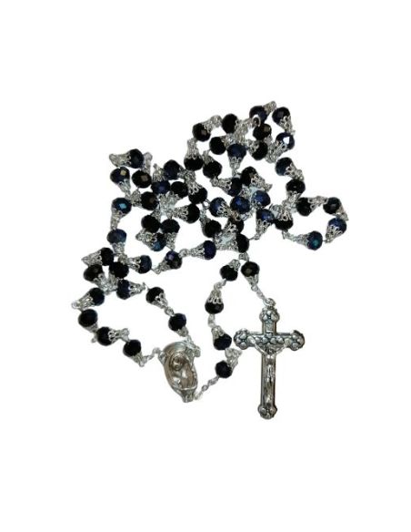 Rosario cristal copeta 8x6mm negro escarabeo