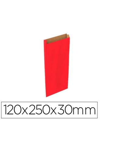 Sobre Papel Basika Kraft Rojo Con Fuelle Xs 120X250X30 Mm Paquete De 25 Unidades