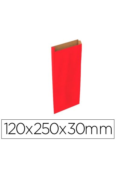 Sobre Papel Basika Kraft Rojo Con Fuelle Xs 120X250X30 Mm Paquete De 25 Unidades