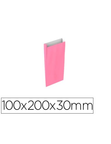 Sobre Papel Basika Celulosa Rosa Con Fuelle Xxs 100X200X30 Mm Paquete De 25 Unidades