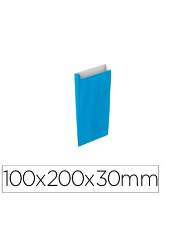 Sobre Papel Basika Celulosa Celeste Con Fuelle Xxs 100X200X30 Mm Paquete De 25 Unidades