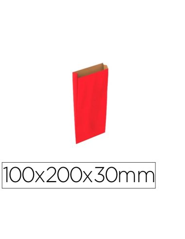 Sobre Papel Basika Kraft Rojo Con Fuelle Xxs 100X200X30 Mm Paquete De 25 Unidades