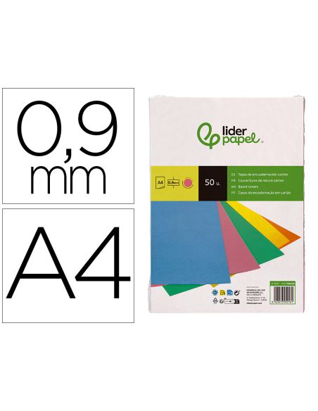 Tapa Encuadernacion Liderpapel Carton A4 0,9Mm Rosa Fluor Paquete De 50 Unidades