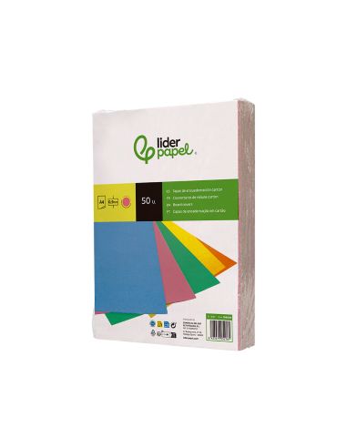 Tapa Encuadernacion Liderpapel Carton A4 0,9Mm Rosa Fluor Paquete De 50 Unidades