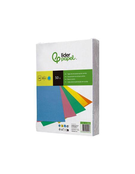 Tapa Encuadernacion Liderpapel Carton A4 0,9Mm Azul Fluor Paquete De 50 Unidades