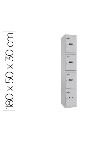 Taquilla Metalica Simonrack 4 Puertas Con Cerradura Montada Respiradero Y Etiquetero Gris/Gris 1800X500X300 Mm