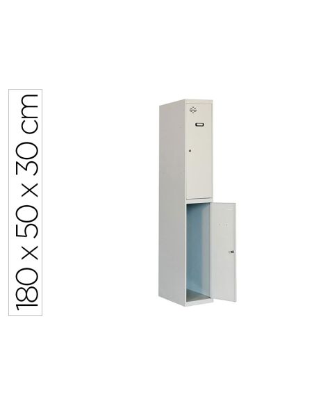 Taquilla Metalica Simonrack 2 Puertas Con Cerradura Montada Respiradero Y Etiquetero Gris/Gris 1800X500X300 Mm