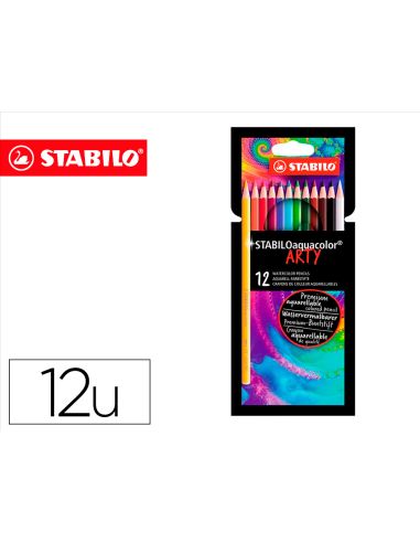 Lapices De Colores Stabilo Aquacolor Arty Line Acuarelables Estuche De Carton De 12 Unidades Colores