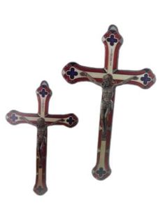 Cruz Niquel 18Cm Esmalte Rojo