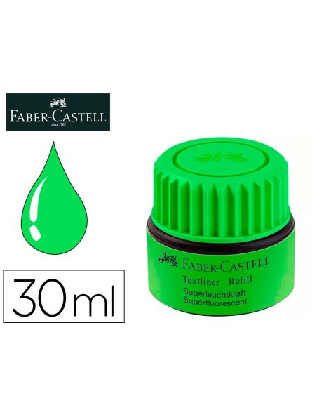Tinta Rotulador Faber Castell Textliner Fluorescente 1549 Con Sistema Capilar Color Verde Bote 30 Ml|Libreriasalesiana
