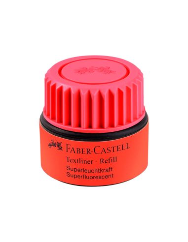 Tinta Rotulador Faber Castell Textliner Fluorescente 1549 Con Sistema Capilar Color Rojo Bote 30 Ml