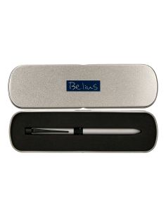 Boligrafo Belius Zurich 3 En 1 Cuerpo Plateado Tinta Negra Y Roja Portaminas 0,5 Mm En Estuche 2