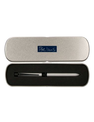 Boligrafo Belius Zurich 3 En 1 Cuerpo Plateado Tinta Negra Y Roja Portaminas 0,5 Mm En Estuche