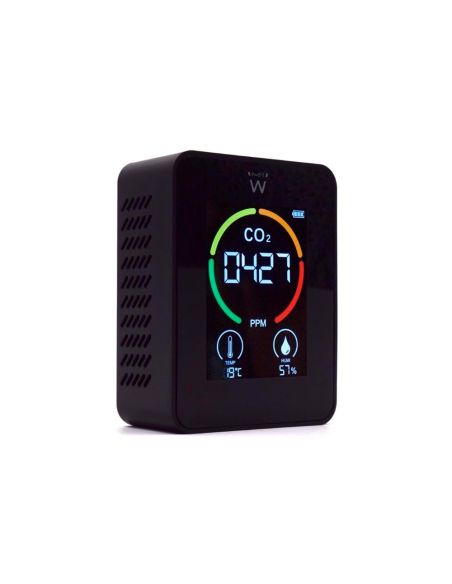 Medidor De Co2 Ewent Pantalla Led Color Detector Calidad Aire Con Indicador De Temperatura Y Humedad Usb-C