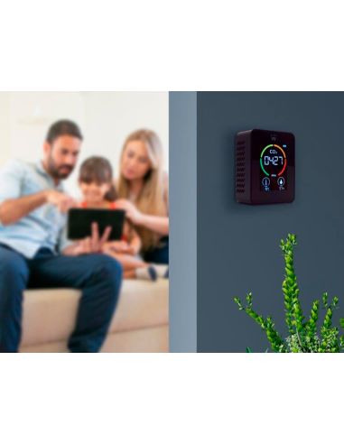 Medidor De Co2 Ewent Pantalla Led Color Detector Calidad Aire Con Indicador De Temperatura Y Humedad Usb-C