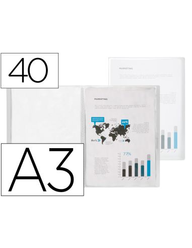 Carpeta Liderpapel Escaparate 40 Fundas Polipropileno Din A3 Transparente Translucido