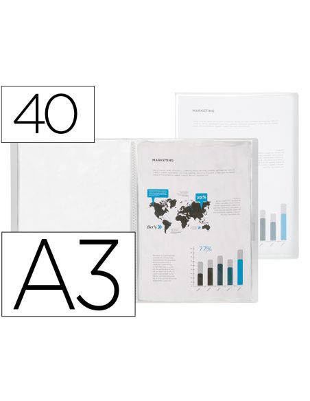 Carpeta Liderpapel Escaparate 40 Fundas Polipropileno Din A3 Transparente Translucido
