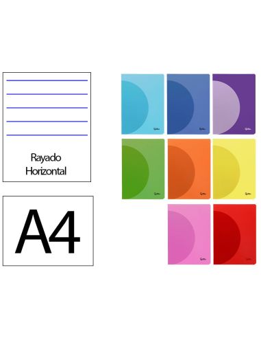Libreta Liderpapel 360 Tapa De Plastico A4 48 Hojas 90Gr Horizontal Con Margen Colores Surtidos|Libreriasalesiana