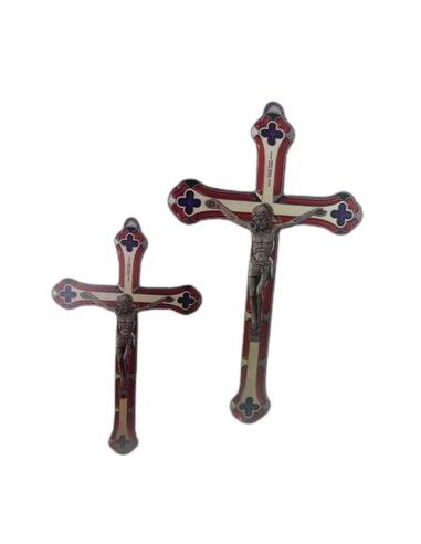 Cruz Niquel 14Cm Esmalte Rojo